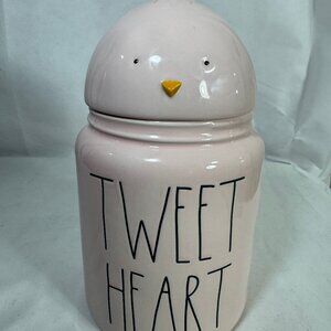 Rae Dunn "Tweet Heart" ceramic cookie jar or canister.